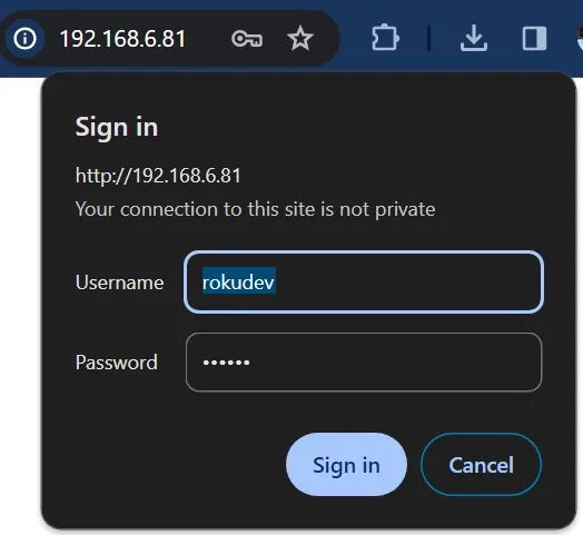 Roku Browser login